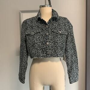 New with Tags T.D.C. Animal Print Cheetah Corduroy Cropped Jacket S/P Midriff